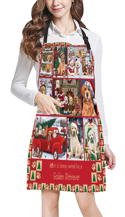 Love is Being Owned Christmas Golden Retriever Dogs Apron