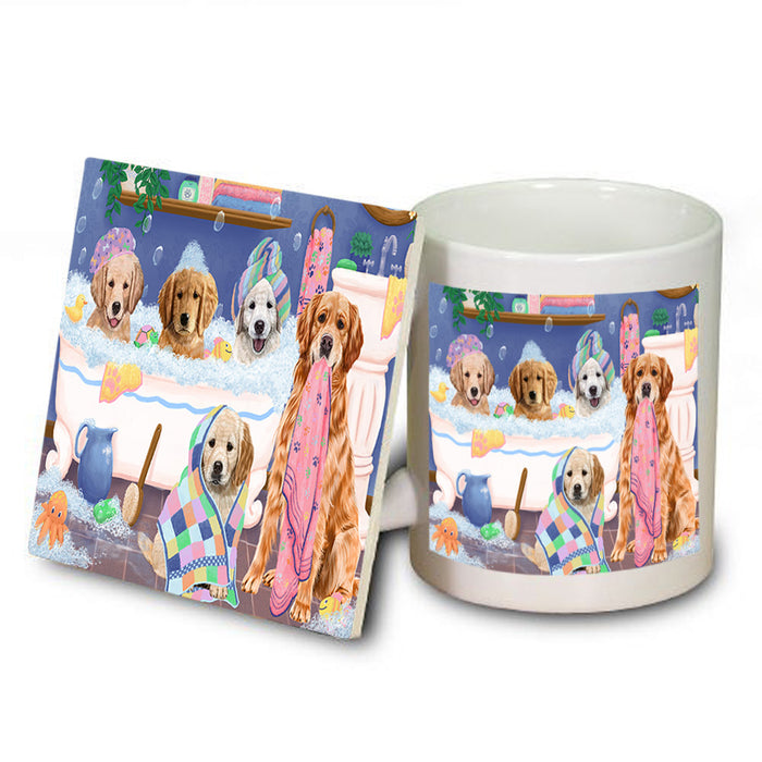 Rub A Dub Dogs In A Tub Golden Retrievers Dog Mug and Coaster Set MUC56782
