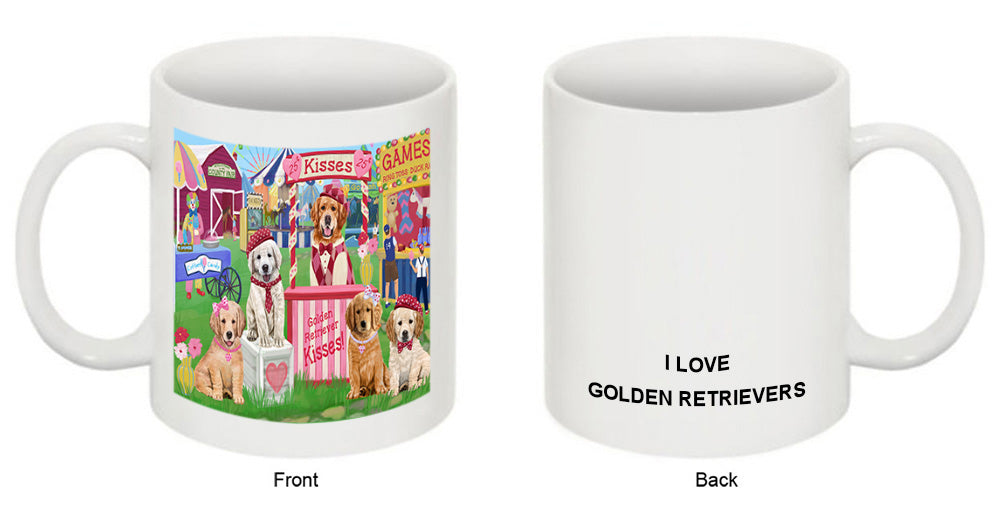 Carnival Kissing Booth Golden Retrievers Dog Coffee Mug MUG51233