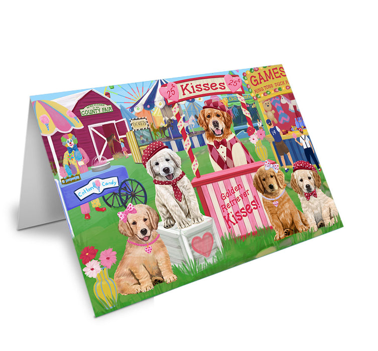Carnival Kissing Booth Golden Retrievers Dog Handmade Artwork Assorted Pets Greeting Cards and Note Cards with Envelopes for All Occasions and Holiday Seasons GCD72020