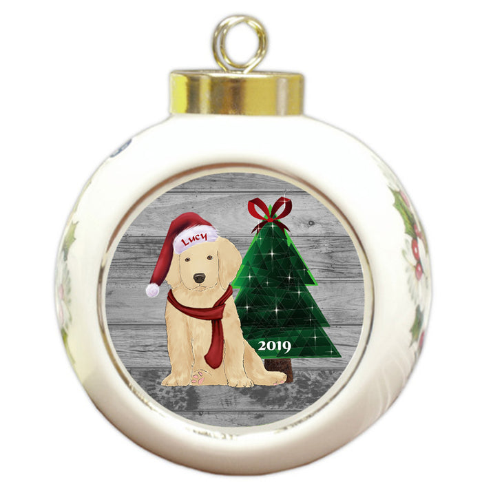 Custom Personalized Golden Retriever Dog Glassy Classy Christmas Round Ball Ornament