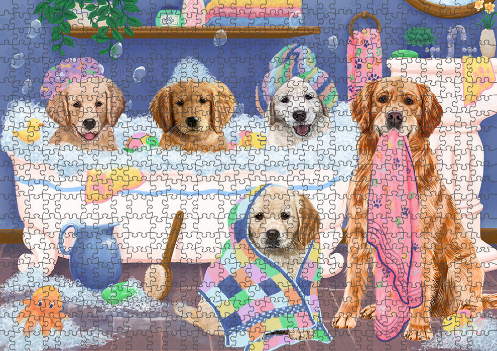 Rub A Dub Dogs In A Tub Golden Retrievers Dog Puzzle with Photo Tin PUZL95360