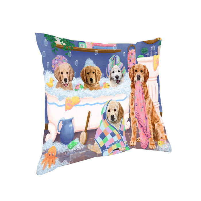 Rub A Dub Dogs In A Tub Golden Retrievers Dog Pillow PIL81452