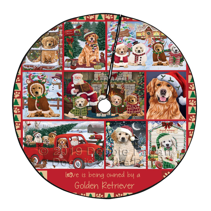 Love is Being Owned Christmas Golden Retriever Dogs Tree Skirt