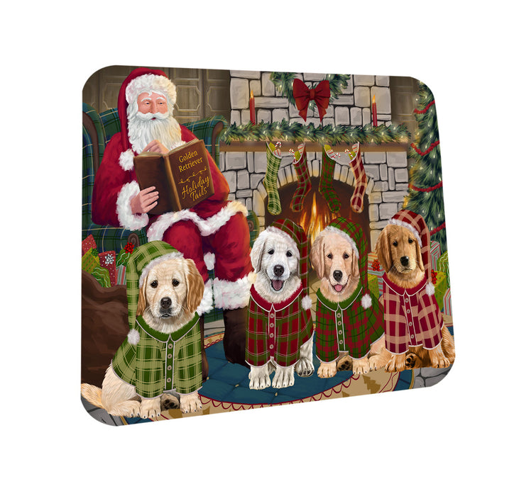 Christmas Cozy Holiday Tails Golden Retrievers Dog Coasters Set of 4 CST55084