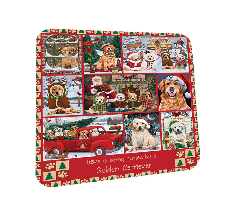 Love is Being Owned Christmas Golden Retriever Dogs Coasters Set of 4 CST57184