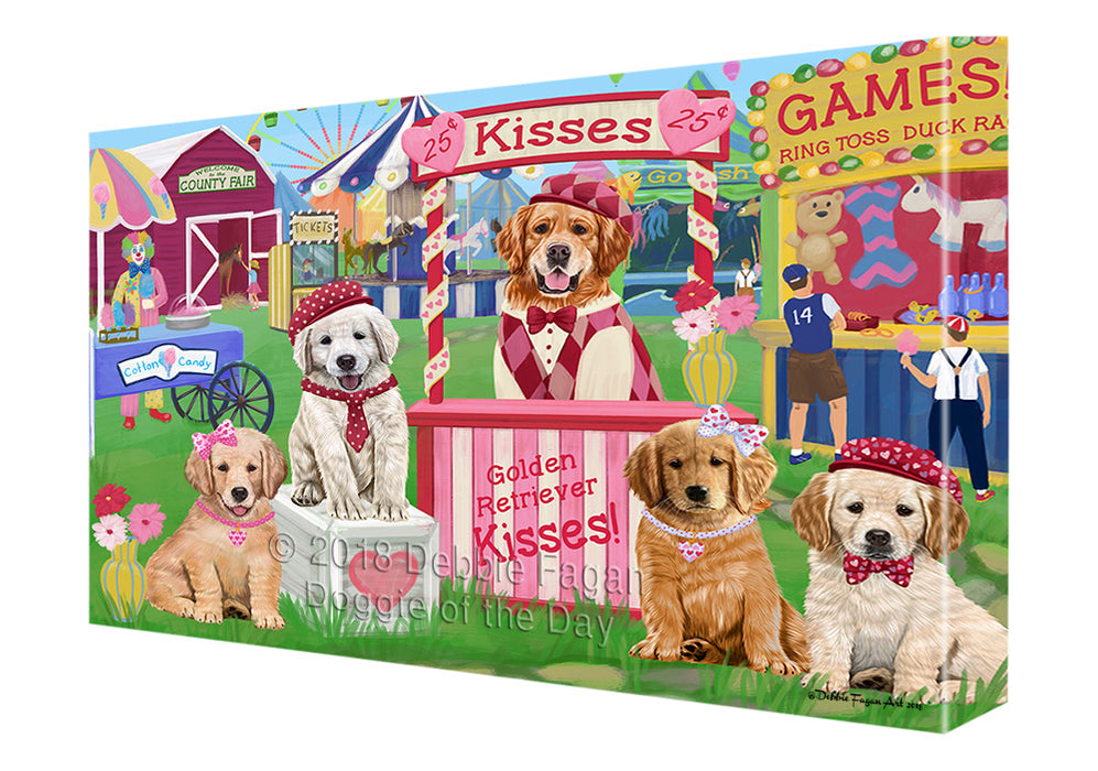 Carnival Kissing Booth Golden Retrievers Dog Canvas Print Wall Art Décor CVS124739