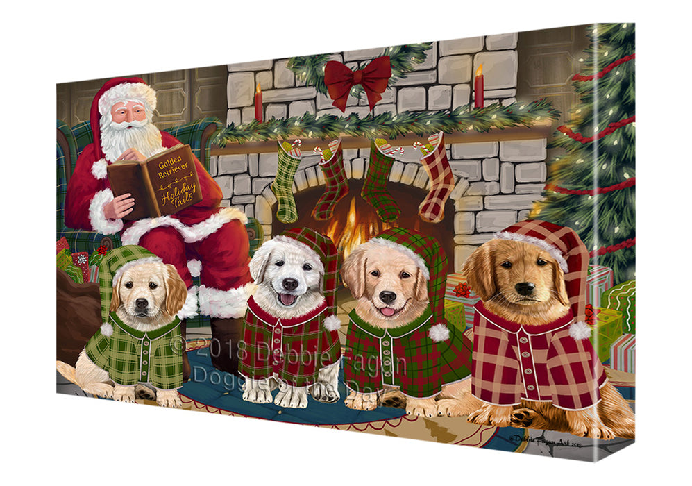 Christmas Cozy Holiday Tails Golden Retrievers Dog Canvas Print Wall Art Décor CVS116063