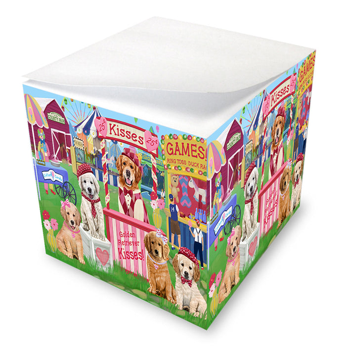 Carnival Kissing Booth Golden Retrievers Dog Note Cube NOC53907
