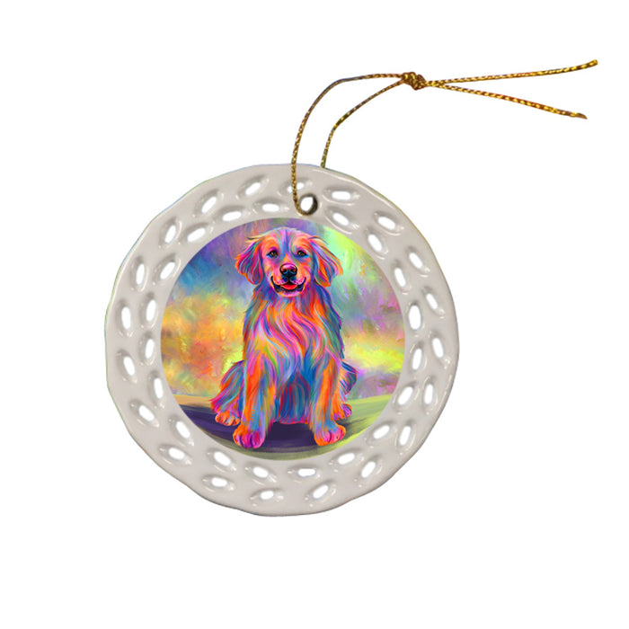 Paradise Wave Golden Retriever Dog Ceramic Doily Ornament DPOR57065