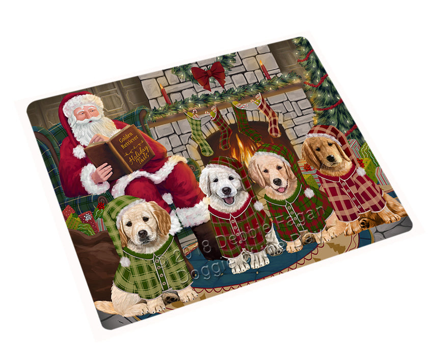 Christmas Cozy Holiday Tails Golden Retrievers Dog Cutting Board C70515