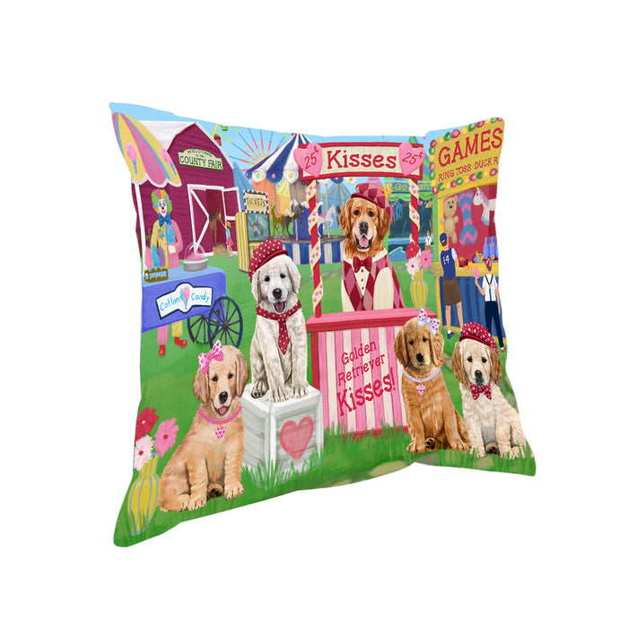 Carnival Kissing Booth Golden Retrievers Dog Pillow PIL77632