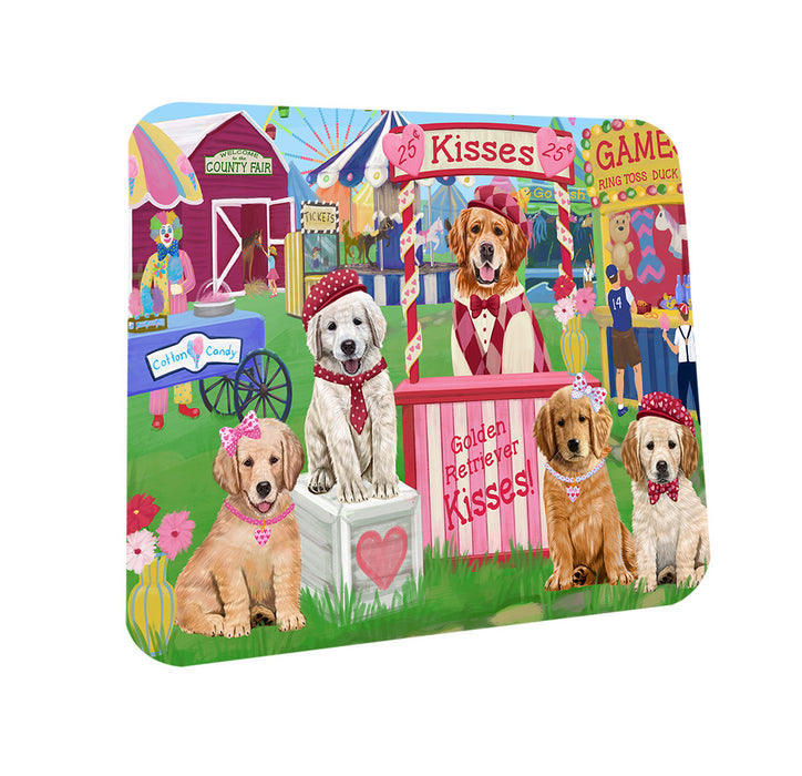 Carnival Kissing Booth Golden Retrievers Dog Coasters Set of 4 CST55793