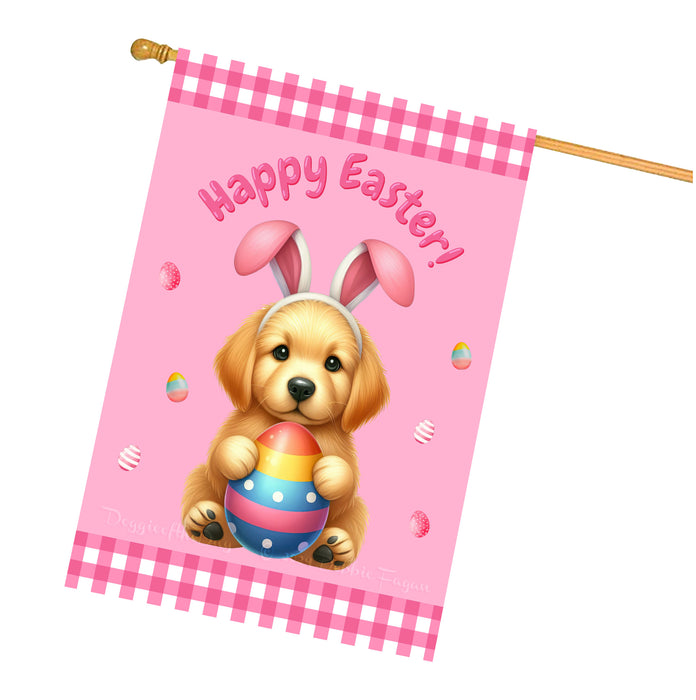 Golden Retriever Dog Easter Day House Flags with Multi Design - Double Sided Easter Festival Gift for Home Decoration  - Holiday Dogs Flag Decor 28" x 40"