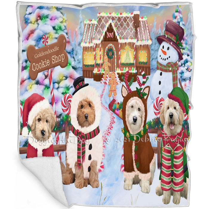 Holiday Gingerbread Cookie Shop Goldendoodles Dog Blanket BLNKT127038