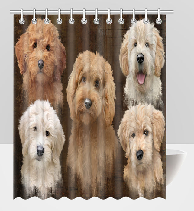 Rustic Goldendoodle Dogs Shower Curtain
