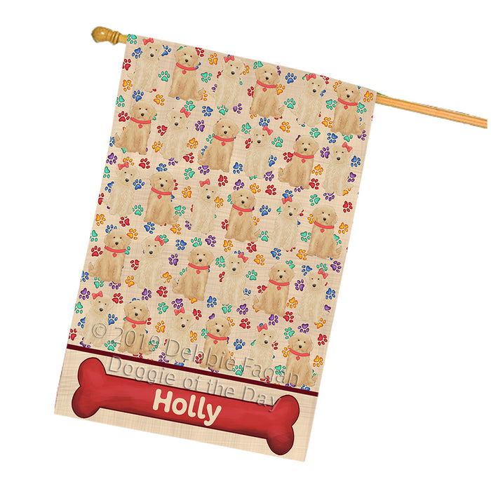 Rainbow Paw Print Goldendoodle Dogs House Flag FLG65317