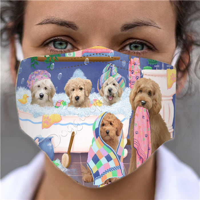 Rub A Dub Dogs In A Tub  Goldendoodle Dogs Face Mask FM49508