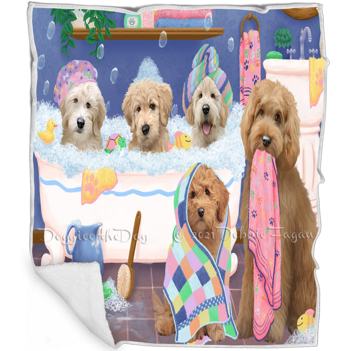 Rub A Dub Dogs In A Tub Goldendoodles Dog Blanket BLNKT130539