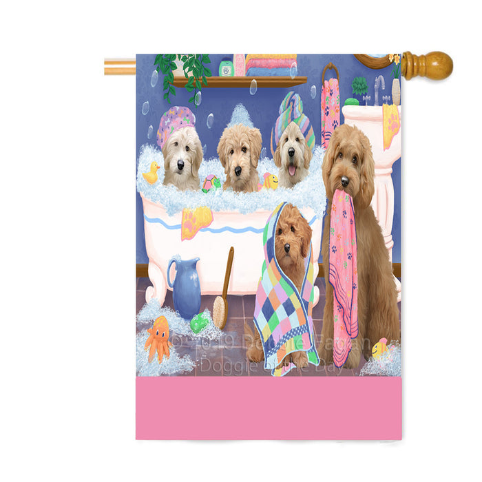 Personalized Rub A Dub Dogs In A Tub Goldendoodle Dogs Custom House Flag FLG64343