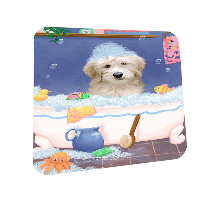 Rub A Dub Dog In A Tub Goldendoodle Dog Coasters Set of 4 CST57330