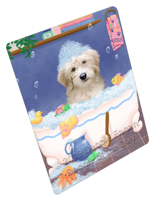 Rub A Dub Dog In A Tub Goldendoodle Dog Cutting Board - For Kitchen - Scratch & Stain Resistant - Designed To Stay In Place - Easy To Clean By Hand - Perfect for Chopping Meats, Vegetables, CA81710