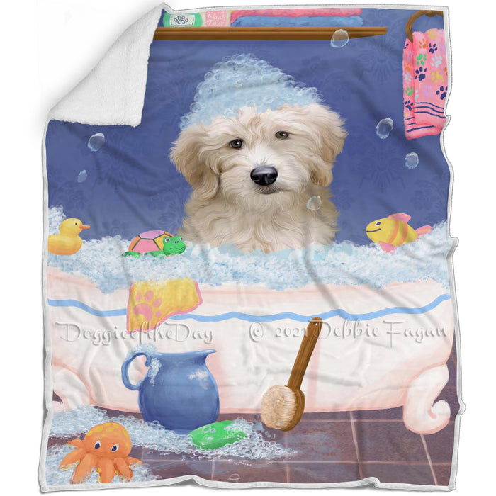 Rub A Dub Dog In A Tub Goldendoodle Dog Blanket BLNKT143078
