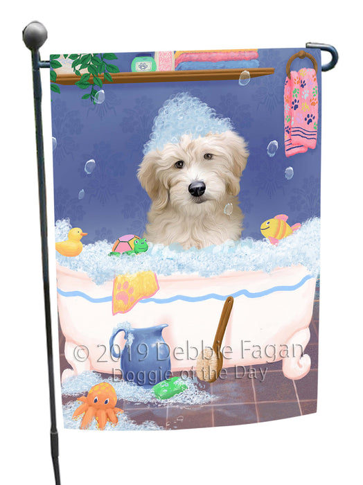 Rub A Dub Dog In A Tub Goldendoodle Dog Garden Flag GFLG66228