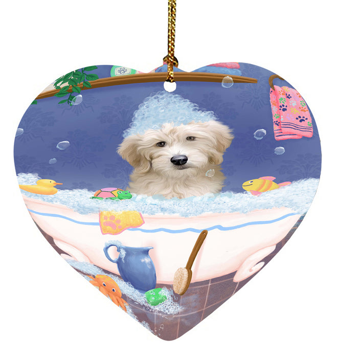 Rub A Dub Dog In A Tub Goldendoodle Dog Heart Christmas Ornament HPORA58612