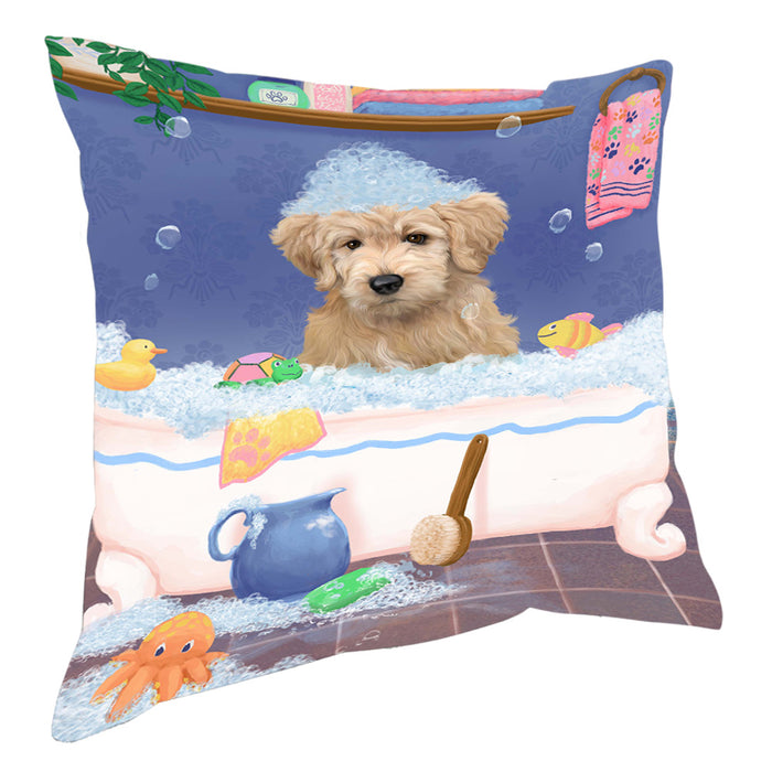 Rub A Dub Dog In A Tub Goldendoodle Dog Pillow with Top Quality High-Resolution Images - Ultra Soft Pet Pillows for Sleeping - Reversible & Comfort - Ideal Gift for Dog Lover - Cushion for Sofa Couch Bed - 100% Polyester, PILA90574