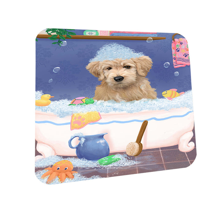 Rub A Dub Dog In A Tub Goldendoodle Dog Coasters Set of 4 CST57331
