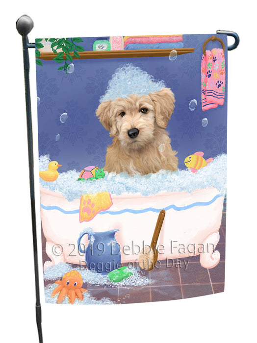 Rub A Dub Dog In A Tub Goldendoodle Dog Garden Flag GFLG66229