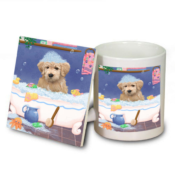 Rub A Dub Dog In A Tub Goldendoodle Dog Mug and Coaster Set MUC57365
