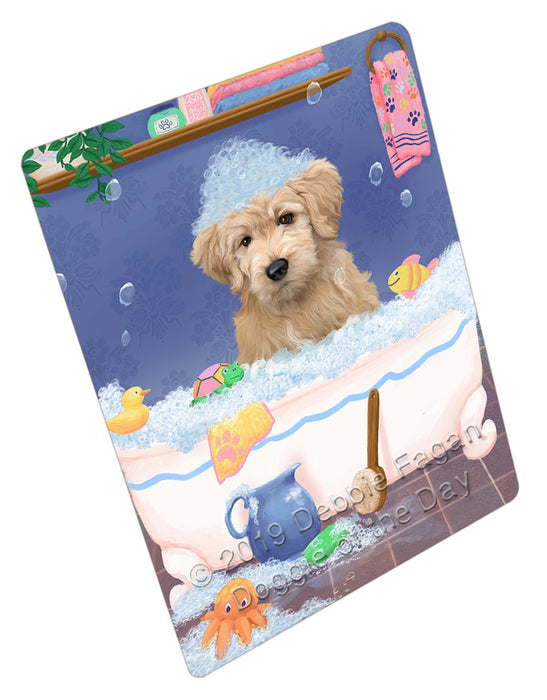 Rub A Dub Dog In A Tub Goldendoodle Dog Cutting Board - For Kitchen - Scratch & Stain Resistant - Designed To Stay In Place - Easy To Clean By Hand - Perfect for Chopping Meats, Vegetables, CA81712