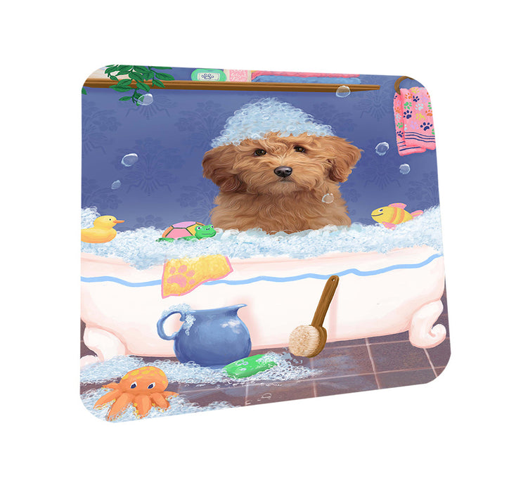 Rub A Dub Dog In A Tub Goldendoodle Dog Coasters Set of 4 CST57332