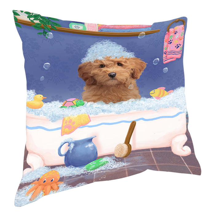 Rub A Dub Dog In A Tub Goldendoodle Dog Pillow with Top Quality High-Resolution Images - Ultra Soft Pet Pillows for Sleeping - Reversible & Comfort - Ideal Gift for Dog Lover - Cushion for Sofa Couch Bed - 100% Polyester, PILA90577
