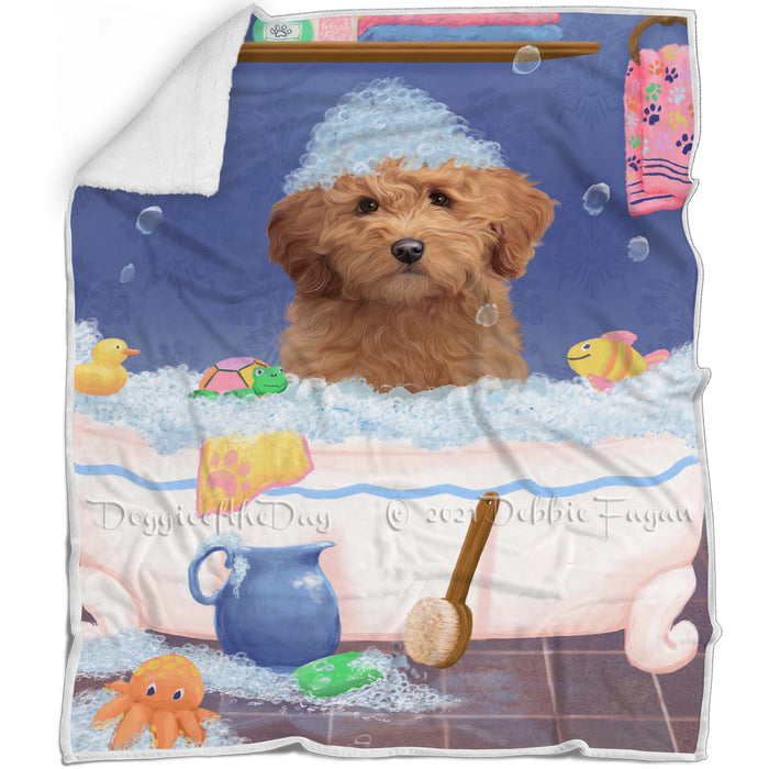 Rub A Dub Dog In A Tub Goldendoodle Dog Blanket BLNKT143080