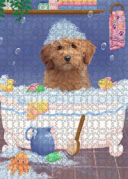 Rub A Dub Dog In A Tub Goldendoodle Dog Portrait Jigsaw Puzzle for Adults Animal Interlocking Puzzle Game Unique Gift for Dog Lover's with Metal Tin Box PZL286