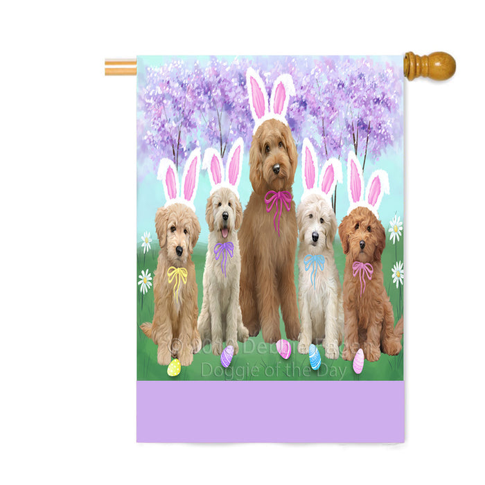 Personalized Easter Holiday Goldendoodle Dogs Custom House Flag FLG-DOTD-A58927