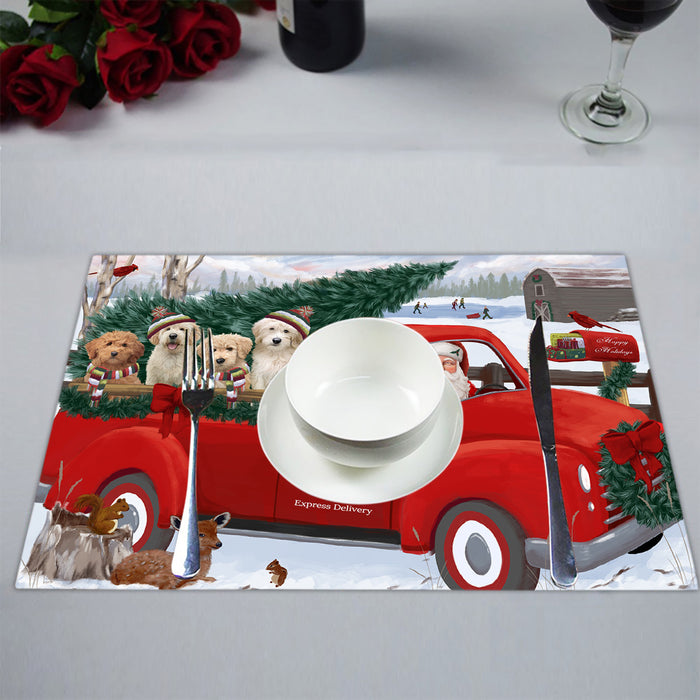 Christmas Santa Express Delivery Red Truck Goldendoodle Dogs Placemat