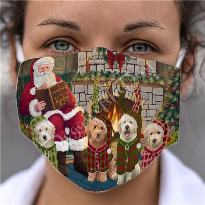 Christmas Cozy Holiday Fire Tails Goldendoodle Dogs Face Mask FM48637