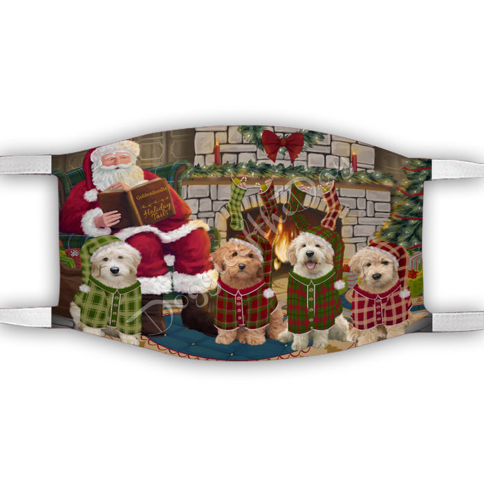 Christmas Cozy Holiday Fire Tails Goldendoodle Dogs Face Mask FM48637