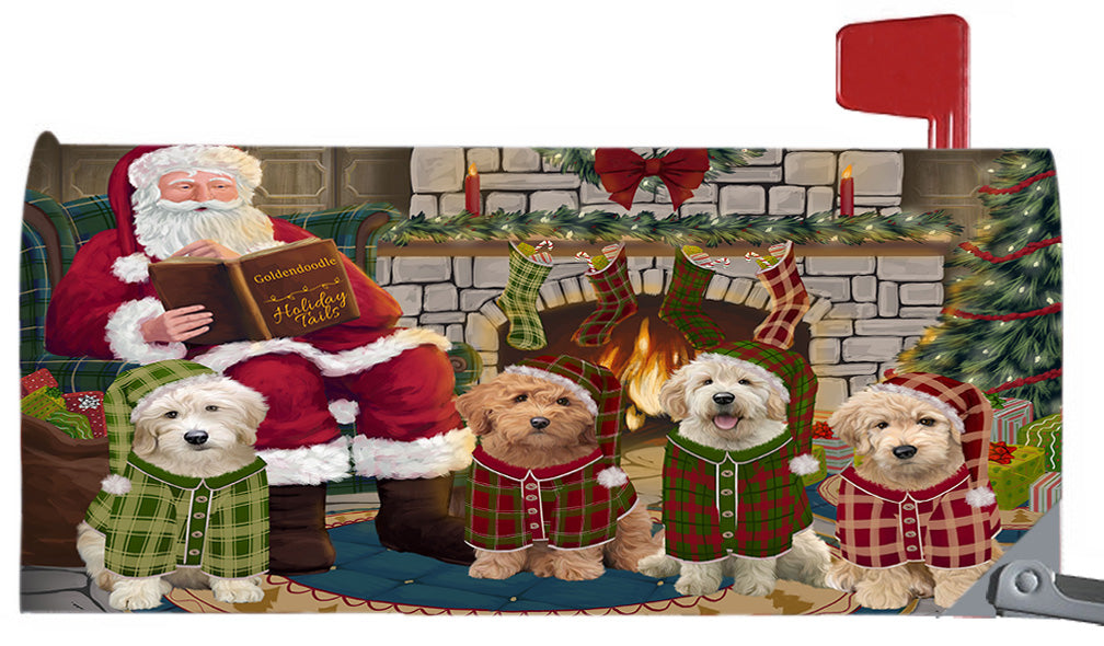 Christmas Cozy Holiday Fire Tails Goldendoodle Dogs 6.5 x 19 Inches Magnetic Mailbox Cover Post Box Cover Wraps Garden Yard Décor MBC48905