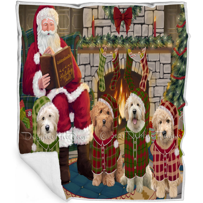 Christmas Cozy Holiday Tails Goldendoodles Dog Blanket BLNKT115563