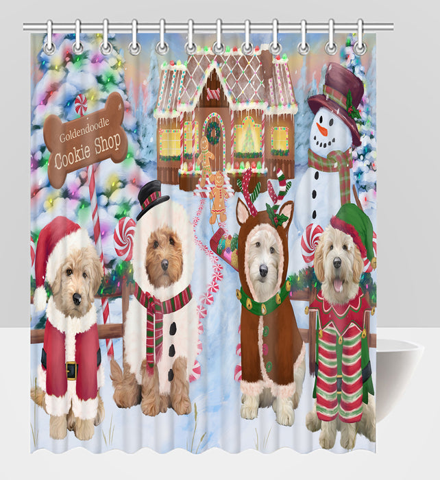Holiday Gingerbread Cookie Goldendoodle Dogs Shower Curtain