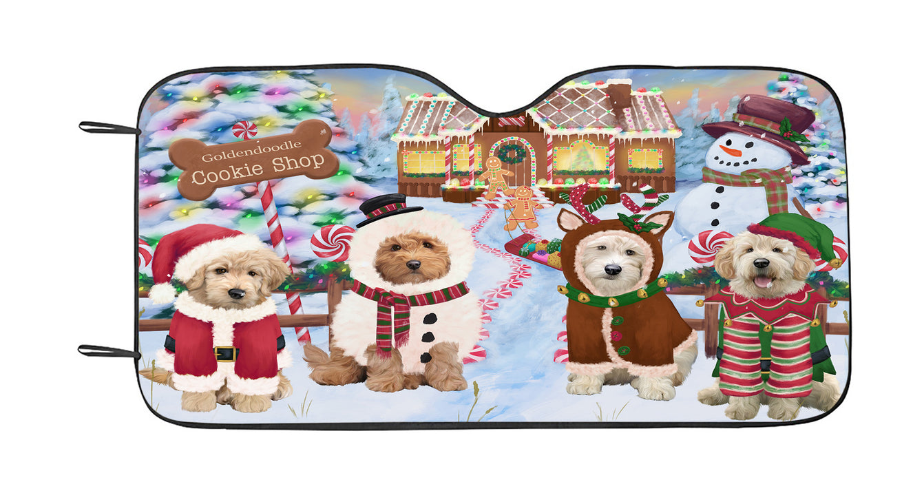 Holiday Gingerbread Cookie Goldendoodle Dogs Car Sun Shade