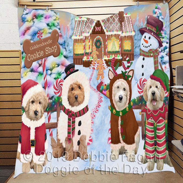Holiday Gingerbread Cookie Goldendoodle Dogs Quilt