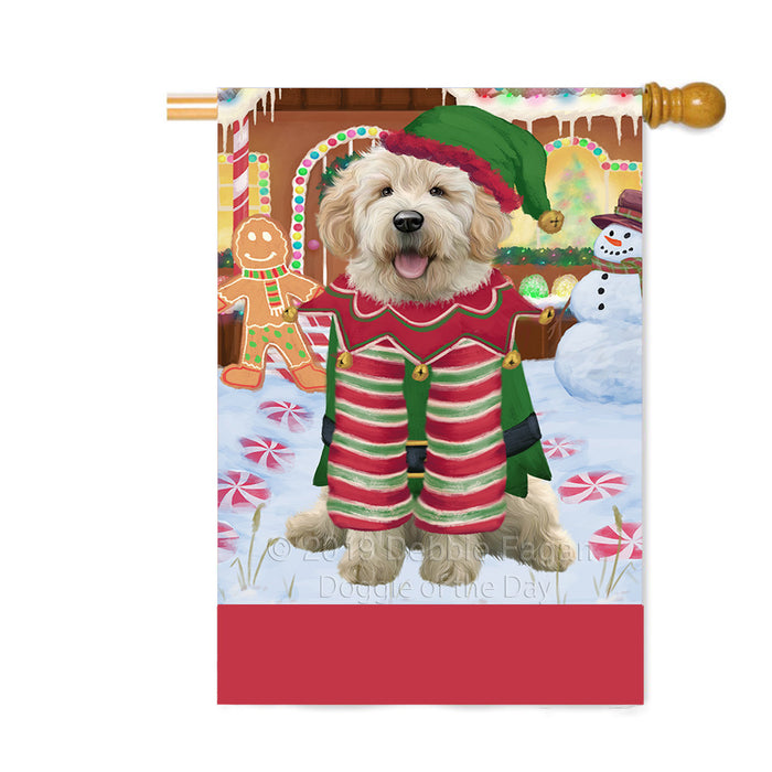 Personalized Gingerbread Candyfest Goldendoodle Dog Custom House Flag FLG63833