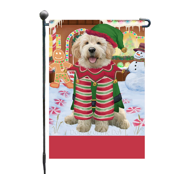 Personalized Gingerbread Candyfest Goldendoodle Dog Custom Garden Flag GFLG64050