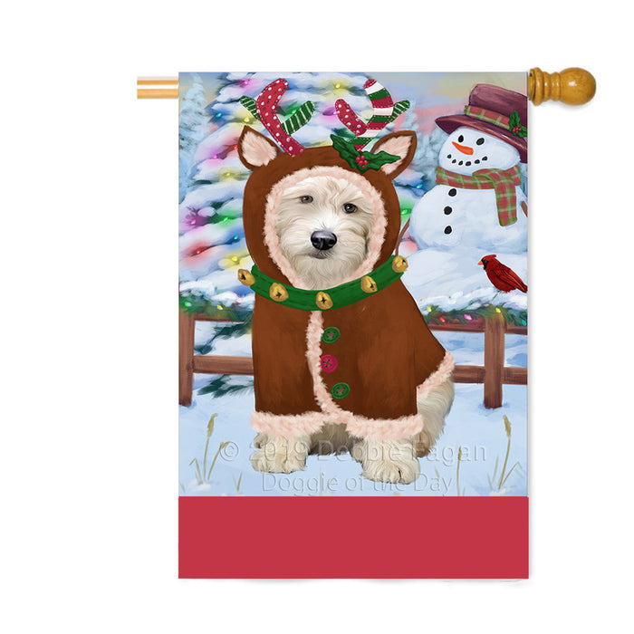 Personalized Gingerbread Candyfest Goldendoodle Dog Custom House Flag FLG63834
